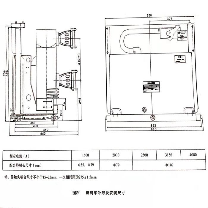 隔離車外形及安裝尺寸